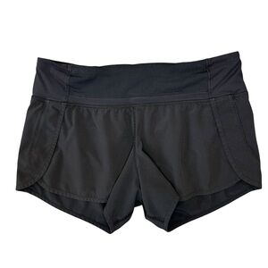 Lululemon Speed Up Low-Rise Lined running shorts in black.